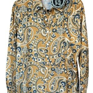 STERLING KREEK- Bandana Honey Button Down Shirt in Mustard